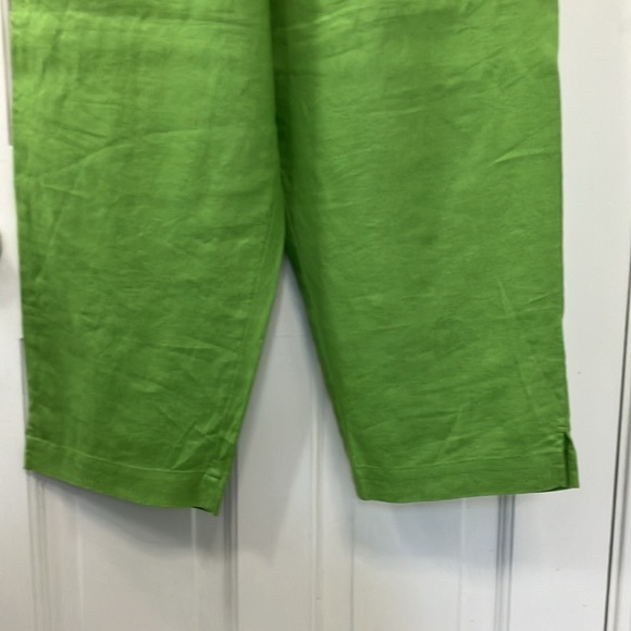 Jones New York Sport Green Cropped Linen pants size 12 drawstring elastic waist - Picture 3 of 12